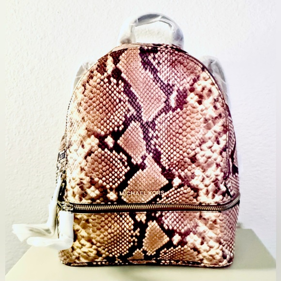MICHAEL Michael Kors Handbags - NWT Michael Michael Kors leather snake embossed Large backpack.
